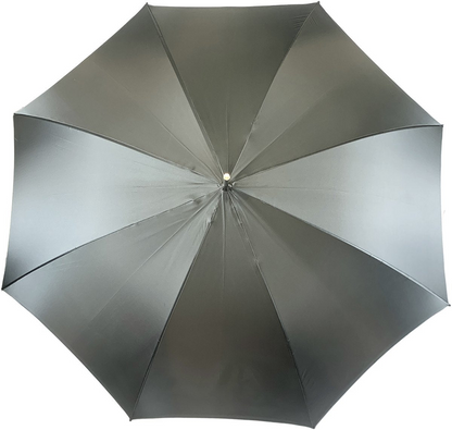 Luxury Grey Umbrella – Designer Ombre Satin Canopy with Floral Print & Swarovski Handle