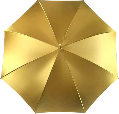 Yellow Gold Umbrella – Double Canopy Handmade Italian Satin Luxury Rain Gear