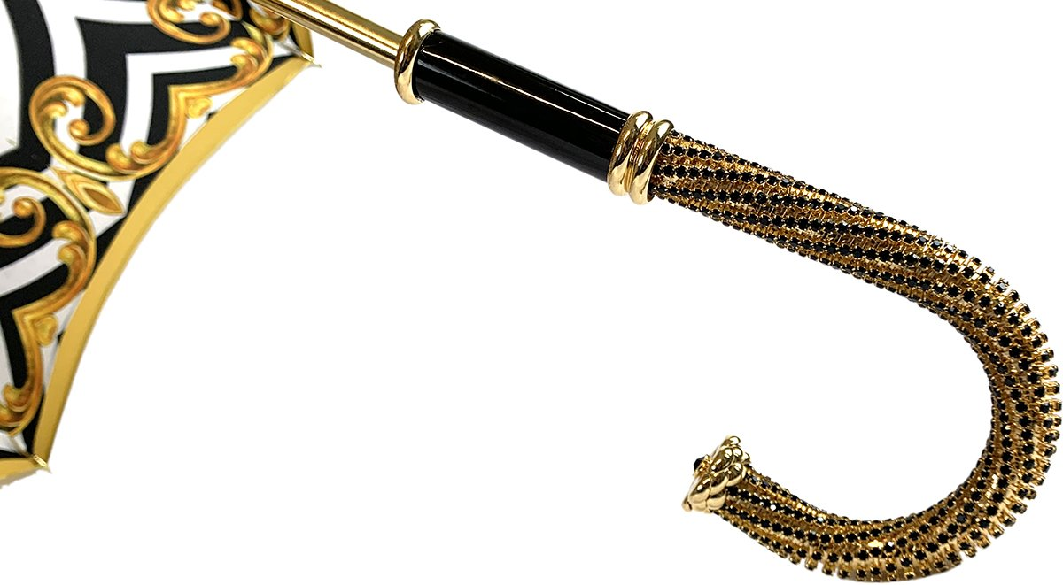 Yellow Gold Umbrella – Double Canopy Handmade Italian Satin Luxury Rain Gear