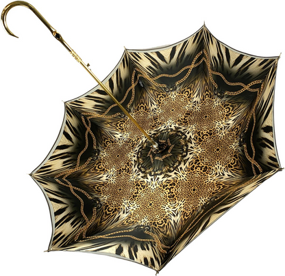 Double Cloth Umbrella – Elegant Chocolate Color | Gold Plated Handle, UV Protection