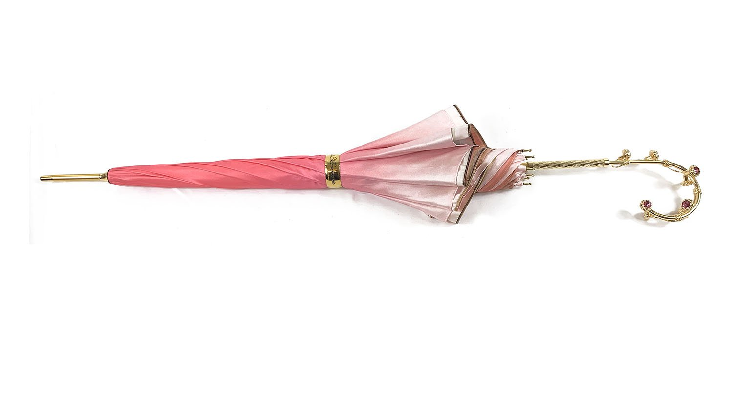 Light Pink Umbrella – Handcrafted Italian Luxury With Swarovski Floral Handle