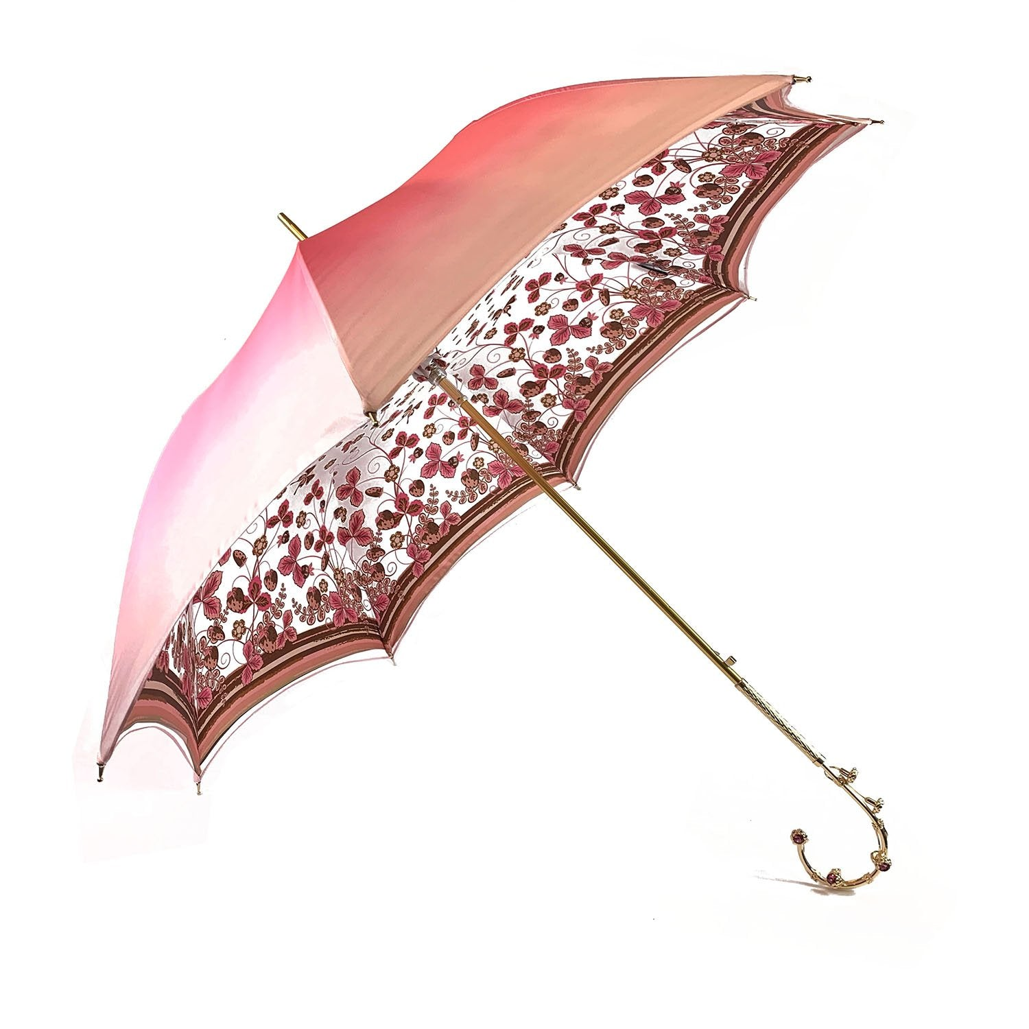 Light Pink Umbrella – Handcrafted Italian Luxury With Swarovski Floral Handle