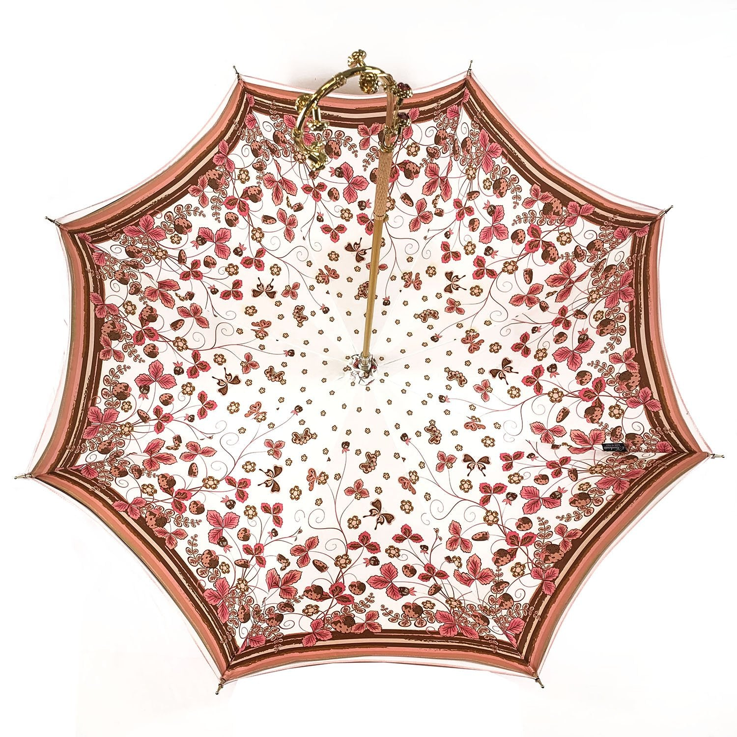 Light Pink Umbrella – Handcrafted Italian Luxury With Swarovski Floral Handle