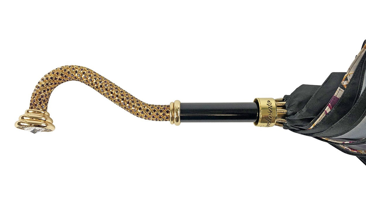 Amethyst Elegance Umbrella – Luxury Rain Umbrella with Amethyst Crystal Handle & 24K Gold-Plated Accessories