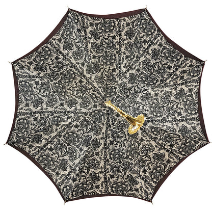 Luxury Burgundy Umbrella – Automatic Open, Swarovski Crystal Handle, Lace Interior