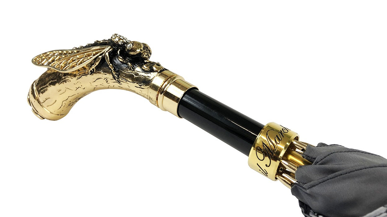 Handcrafted Luxury Umbrella – Elegant Satin Canopy With Dragonfly Handle & Swarovski Crystals