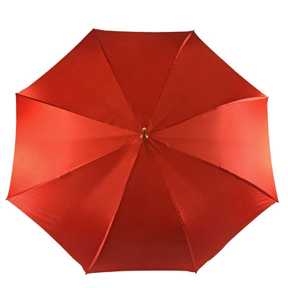 Romantic Red Roses Umbrella – Handmade Luxury Umbrella with Gold-Plated Brass Handle