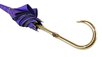 Handmade Italian Umbrella – Purple Satin Butterfly Design with Swarovski Crystal Handle