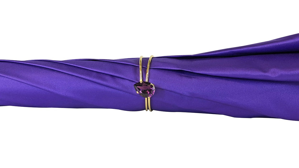 Handmade Italian Umbrella – Purple Satin Butterfly Design with Swarovski Crystal Handle