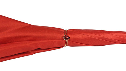 Red Satin Umbrella – Luxury Rain Umbrella with Crown Design & Swarovski Crystal Handle