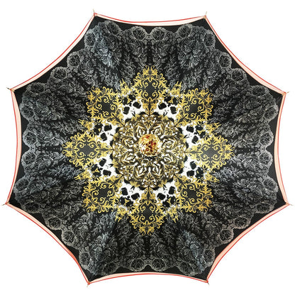 Red Satin Umbrella – Luxury Rain Umbrella with Crown Design & Swarovski Crystal Handle