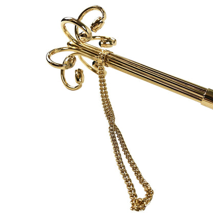 Black Cream Dot Umbrella – Italian Luxury Handmade Handle, Swarovski Crystal, 24K Gold