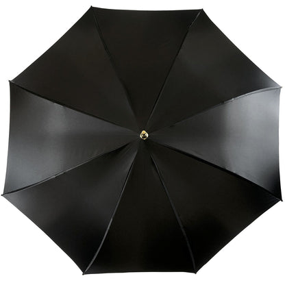 Black Cream Dot Umbrella – Italian Luxury Handmade Handle, Swarovski Crystal, 24K Gold