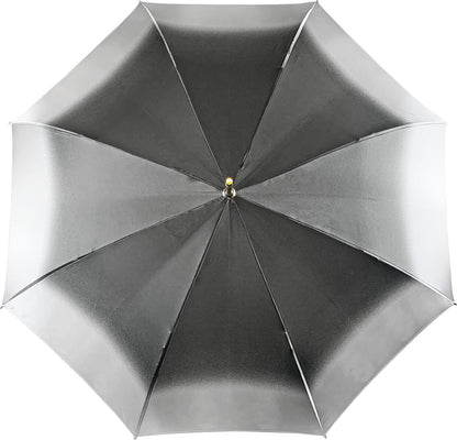 Grey Umbrella – Luxury Italian Handcrafted Satin Rain Umbrella with Anemone Design