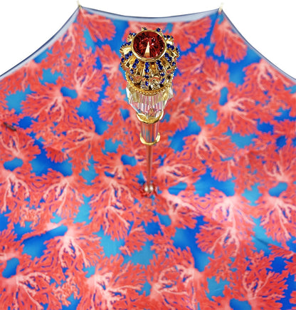 Luxury Blue Umbrella – Handmade Italian Rain Protection Accessory with 24K Gold Handle