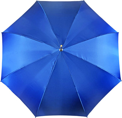 Luxury Blue Umbrella | Handmade Italian Double Canopy Rain Umbrella with 24K Gold-Plated Handle