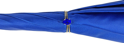 Luxury Blue Umbrella | Handmade Italian Double Canopy Rain Umbrella with 24K Gold-Plated Handle