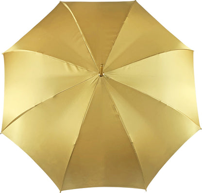 Golden Satin Umbrella – Double Canopy, Swarovski Crystal Details & 24K Gold Handle