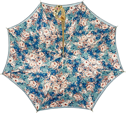Floral Umbrella – Italian Luxury Satin Rain Umbrella with Swarovski Crystal Handle