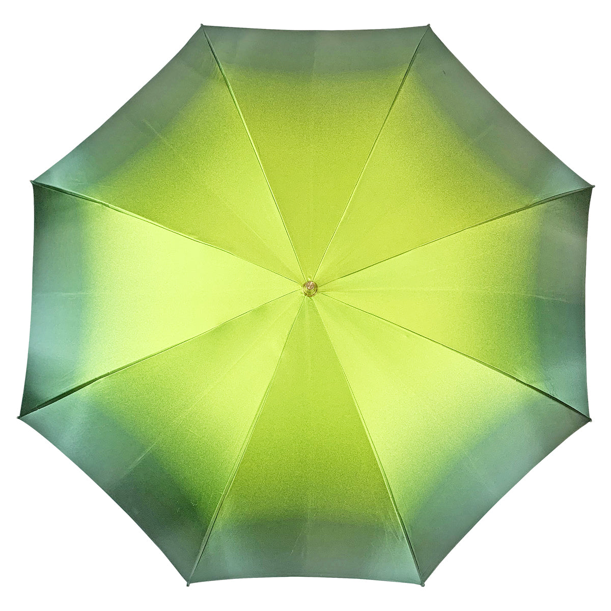 Luxury Green Umbrella – Handmade Italian Satin Fabric Rain Umbrella with Gold Plated Handle