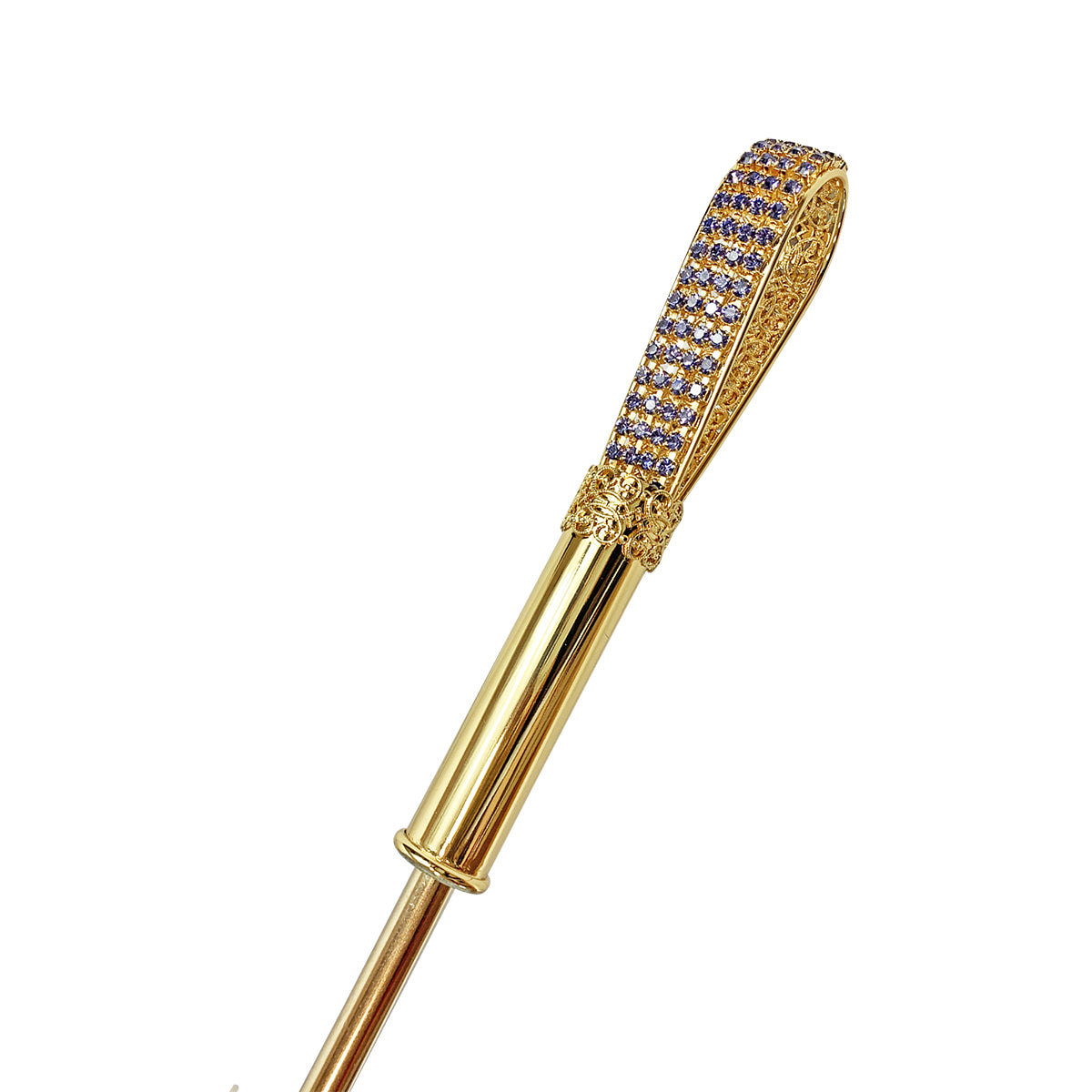 Light Blue Women's Umbrella – Handmade Italian Satin Fabric, 24K Gold Handle