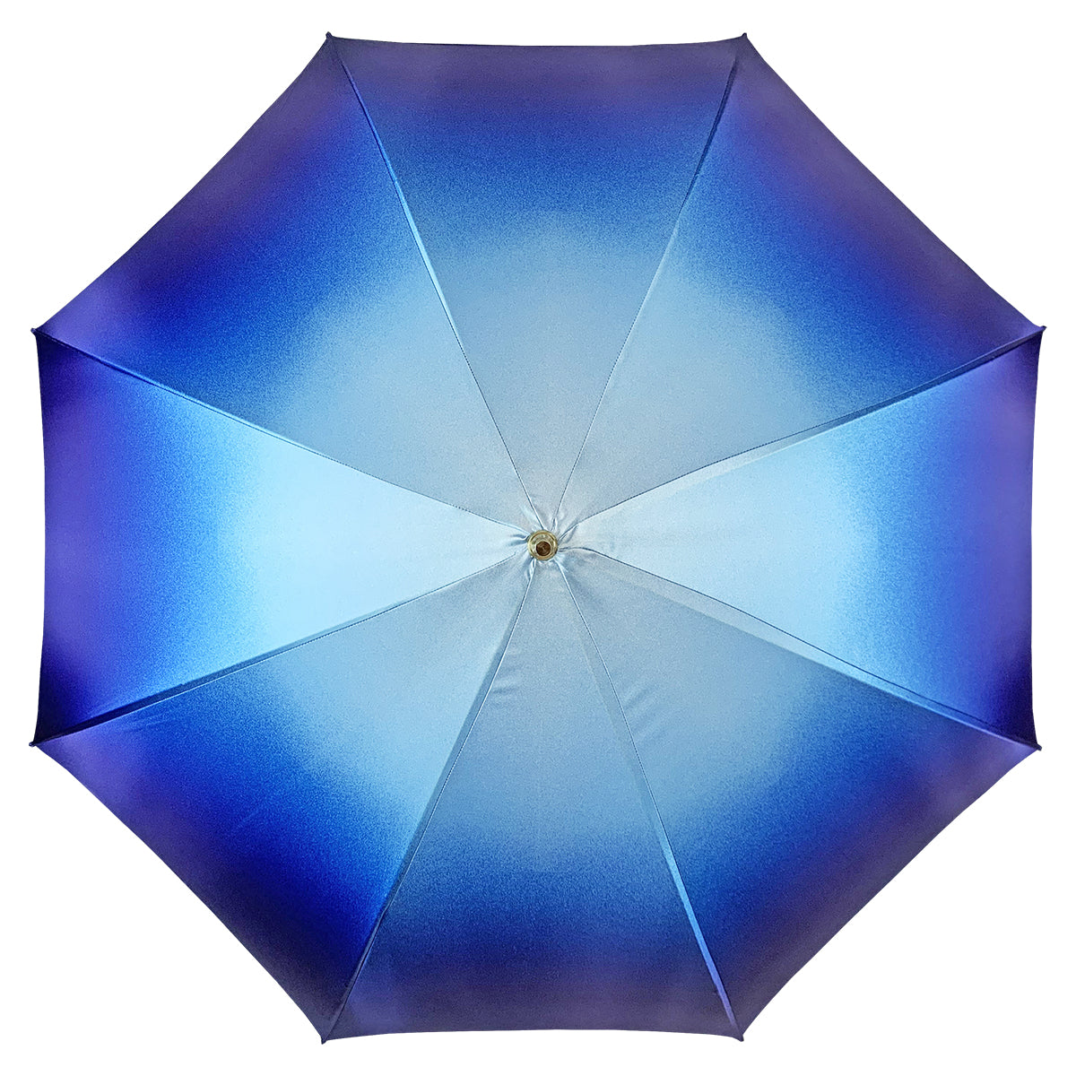 Light Blue Women's Umbrella – Handmade Italian Satin Fabric, 24K Gold Handle