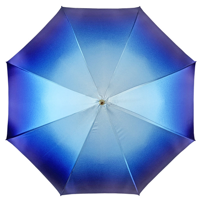 Light Blue Women's Umbrella – Handmade Italian Satin Fabric, 24K Gold Handle