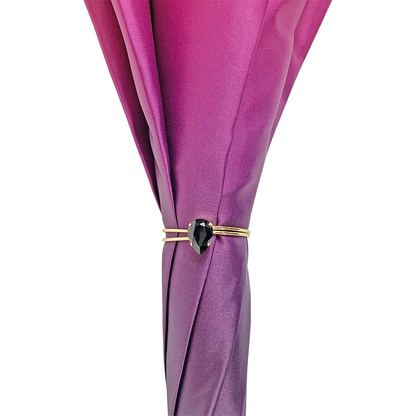 Fuchsia Designer Umbrella – Luxury Rain Umbrella with Crystal Handle & 24K Gold Accessories