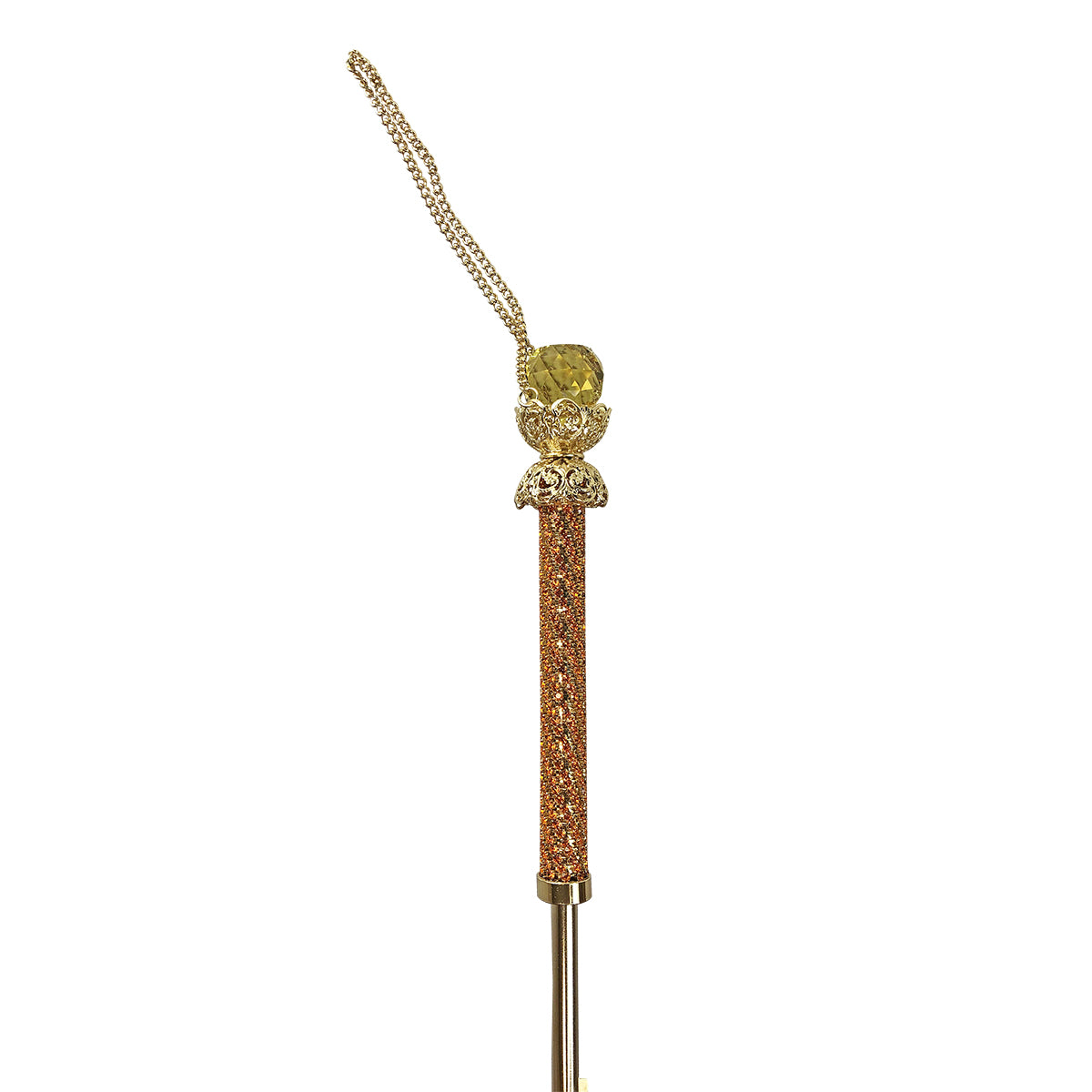 Orange Leopard Umbrella – Handmade Luxury Rain Umbrella with 24K Gold Handle