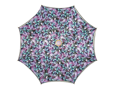 Grey Luxury Umbrella – Handmade Italy Satin Fabric Rain Gear with 24K Gold Handle