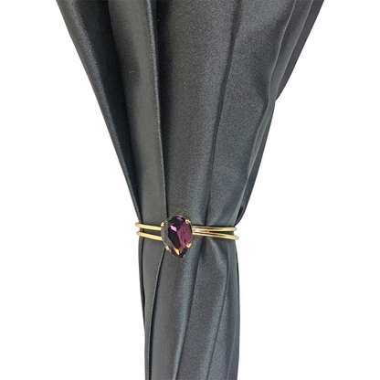 Grey Luxury Umbrella – Handmade Italy Satin Fabric Rain Gear with 24K Gold Handle