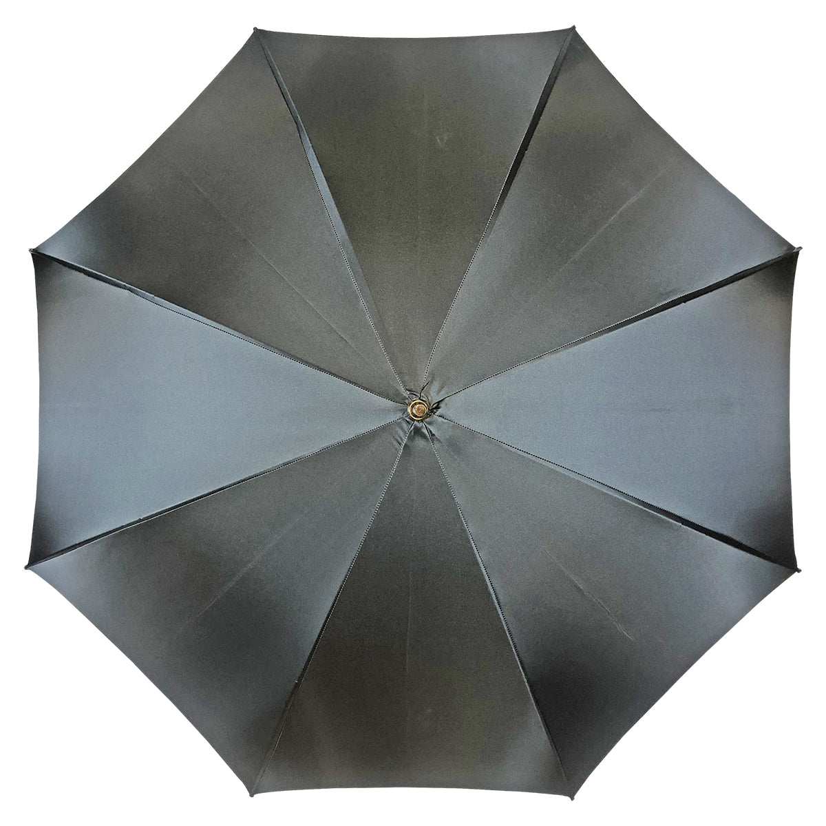 Grey Luxury Umbrella – Handmade Italy Satin Fabric Rain Gear with 24K Gold Handle