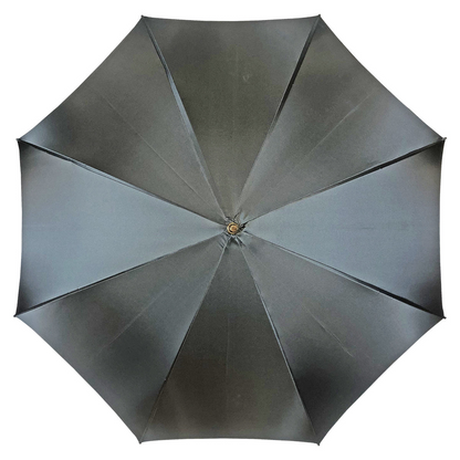 Grey Luxury Umbrella – Handmade Italy Satin Fabric Rain Gear with 24K Gold Handle