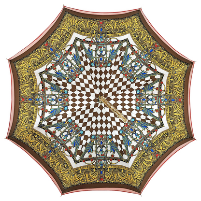 Luxury Red Umbrella – Handmade Italian Designer with 24K Gold Handle & Swarovski Crystal