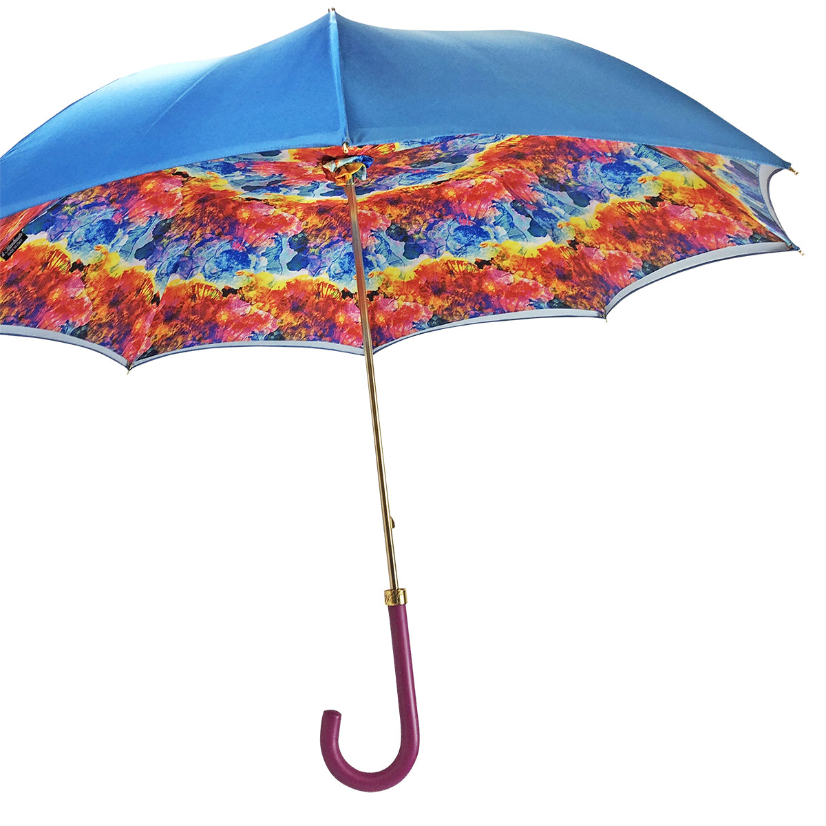 Handmade Satin Umbrella - Luxury Rain Gear With Multicolor Canopy & Leather Handle
