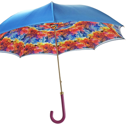 Handmade Satin Umbrella - Luxury Rain Gear With Multicolor Canopy & Leather Handle