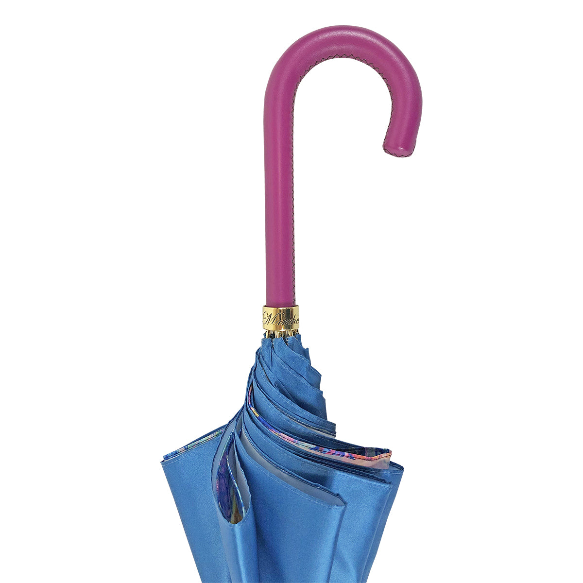 Handmade Satin Umbrella - Luxury Rain Gear With Multicolor Canopy & Leather Handle