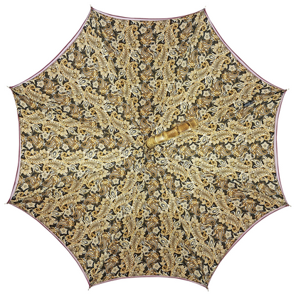 Handmade Italian Umbrella – Classic Burgundy Satin With Bamboo Handle & Automatic Open