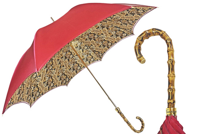 Handmade Italian Umbrella – Classic Burgundy Satin With Bamboo Handle & Automatic Open