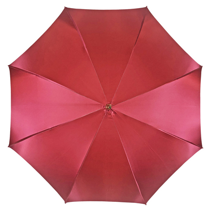 Handmade Italian Umbrella – Classic Burgundy Satin With Bamboo Handle & Automatic Open