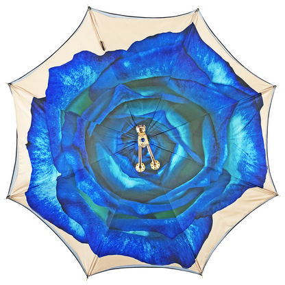 Luxury Umbrella – Italian Handcrafted Gold Handle with Red Crystal Closure