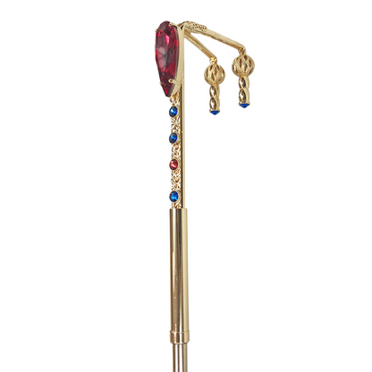 Luxury Umbrella – Italian Handcrafted Gold Handle with Red Crystal Closure