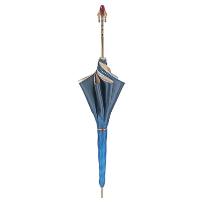 Luxury Umbrella – Italian Handcrafted Gold Handle with Red Crystal Closure