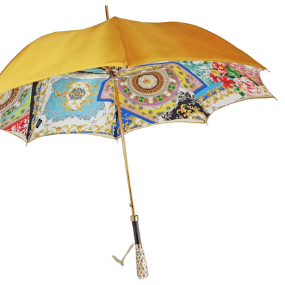 Luxury Italian Umbrella – Hand-Painted 24K Gold Handle | Satin Canopy