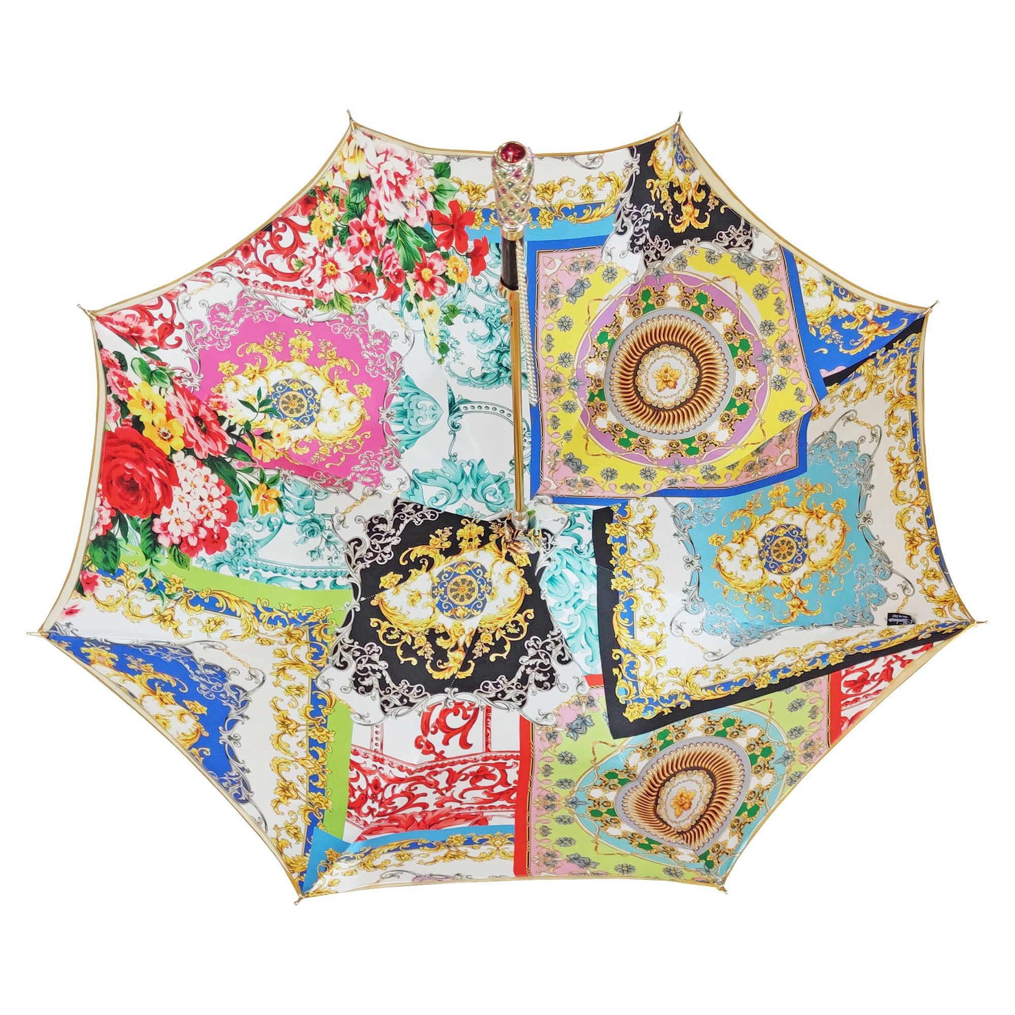 Luxury Italian Umbrella – Hand-Painted 24K Gold Handle | Satin Canopy