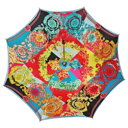 Handcrafted Silk Umbrella – Luxury Rain Shield with Colorful Sicily Design