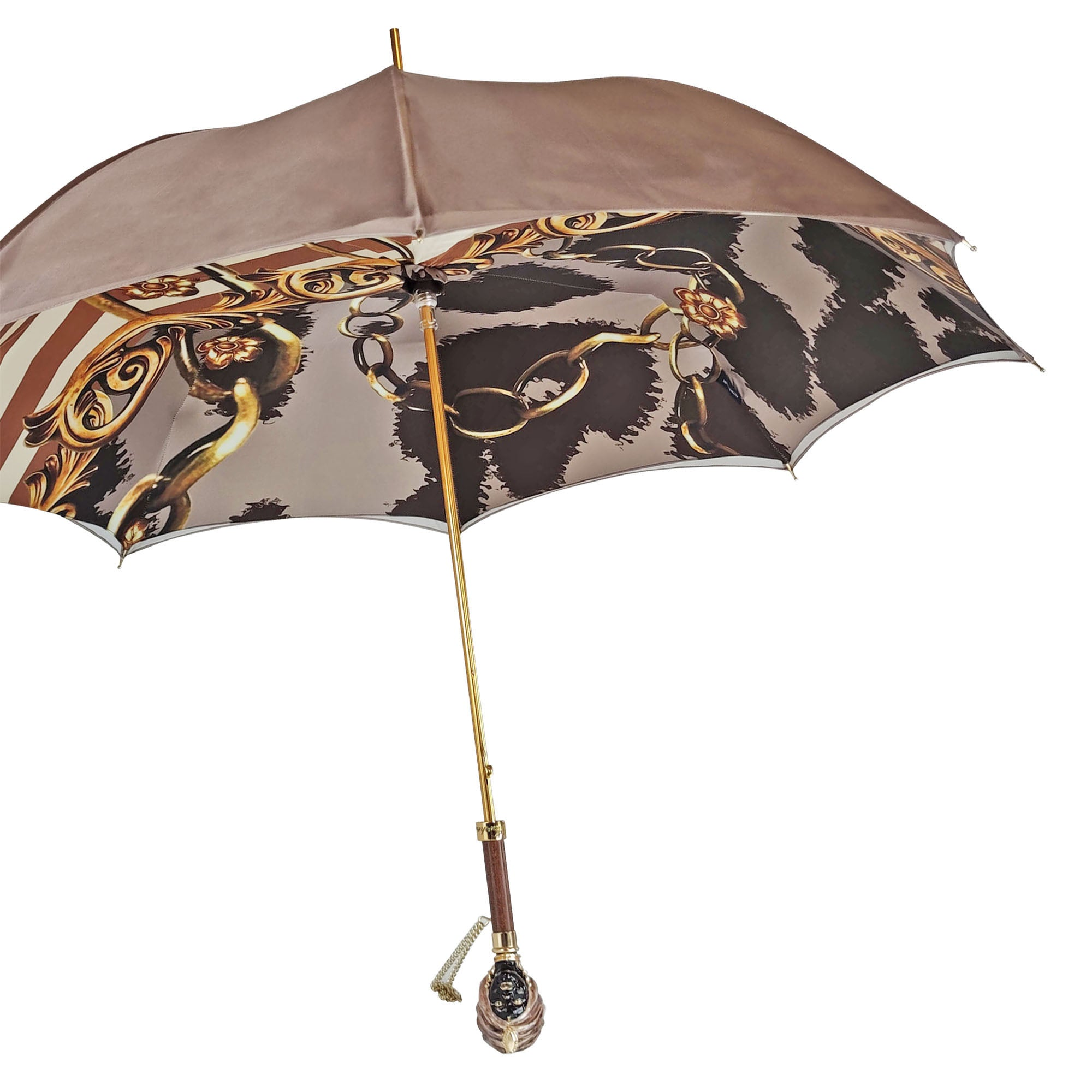Handcrafted Umbrella – Classic Sicily Design | 24K Gold Handle, Satin Canopy