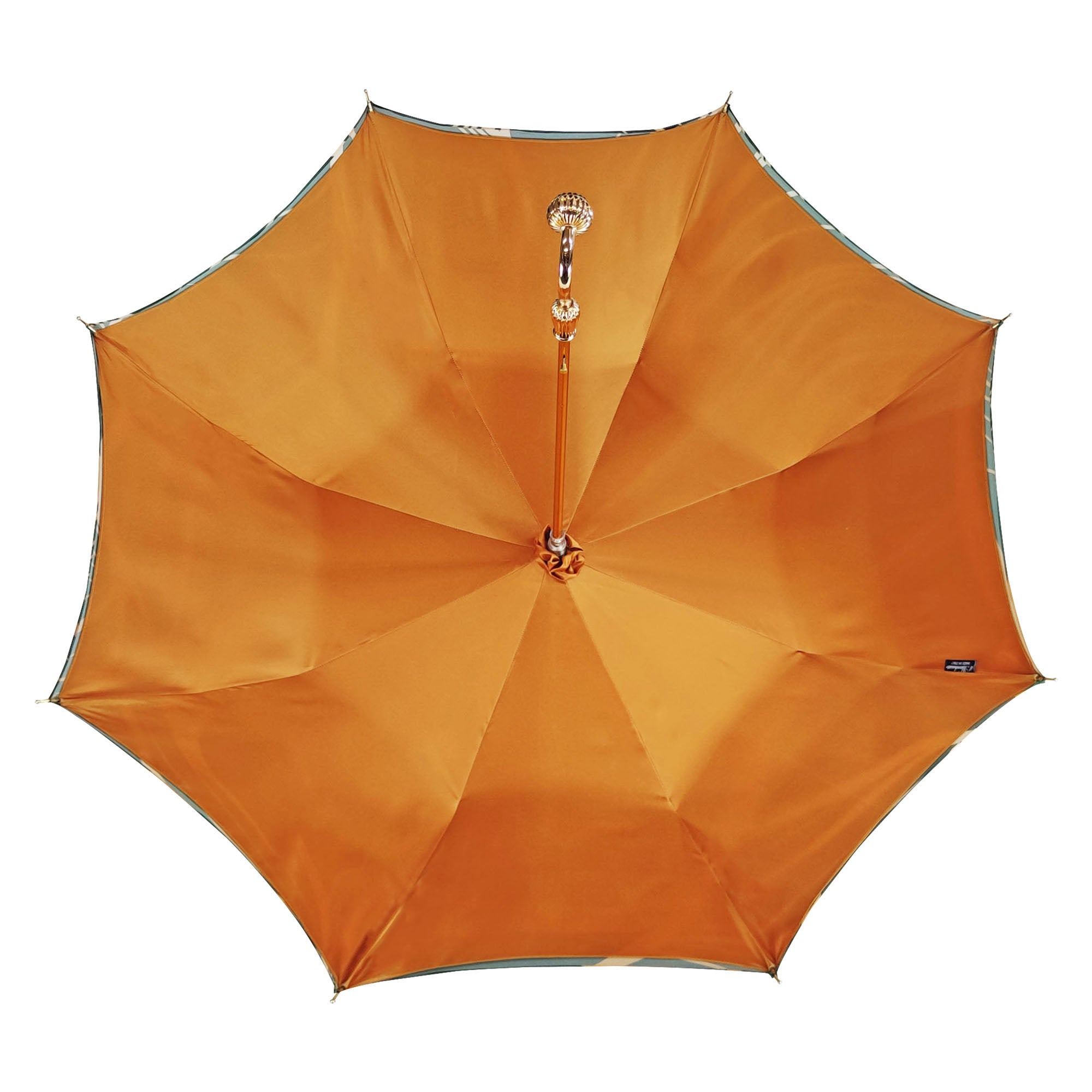 Gold Plated Umbrella – Handmade Italian Satin Canopy With Emerald Crystal Handle
