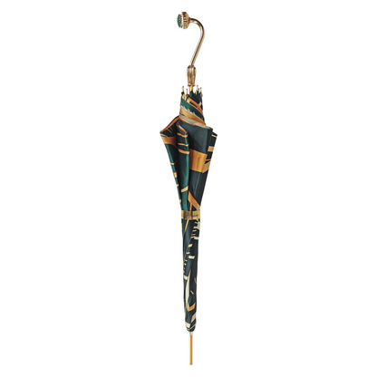 Gold Plated Umbrella – Handmade Italian Satin Canopy With Emerald Crystal Handle