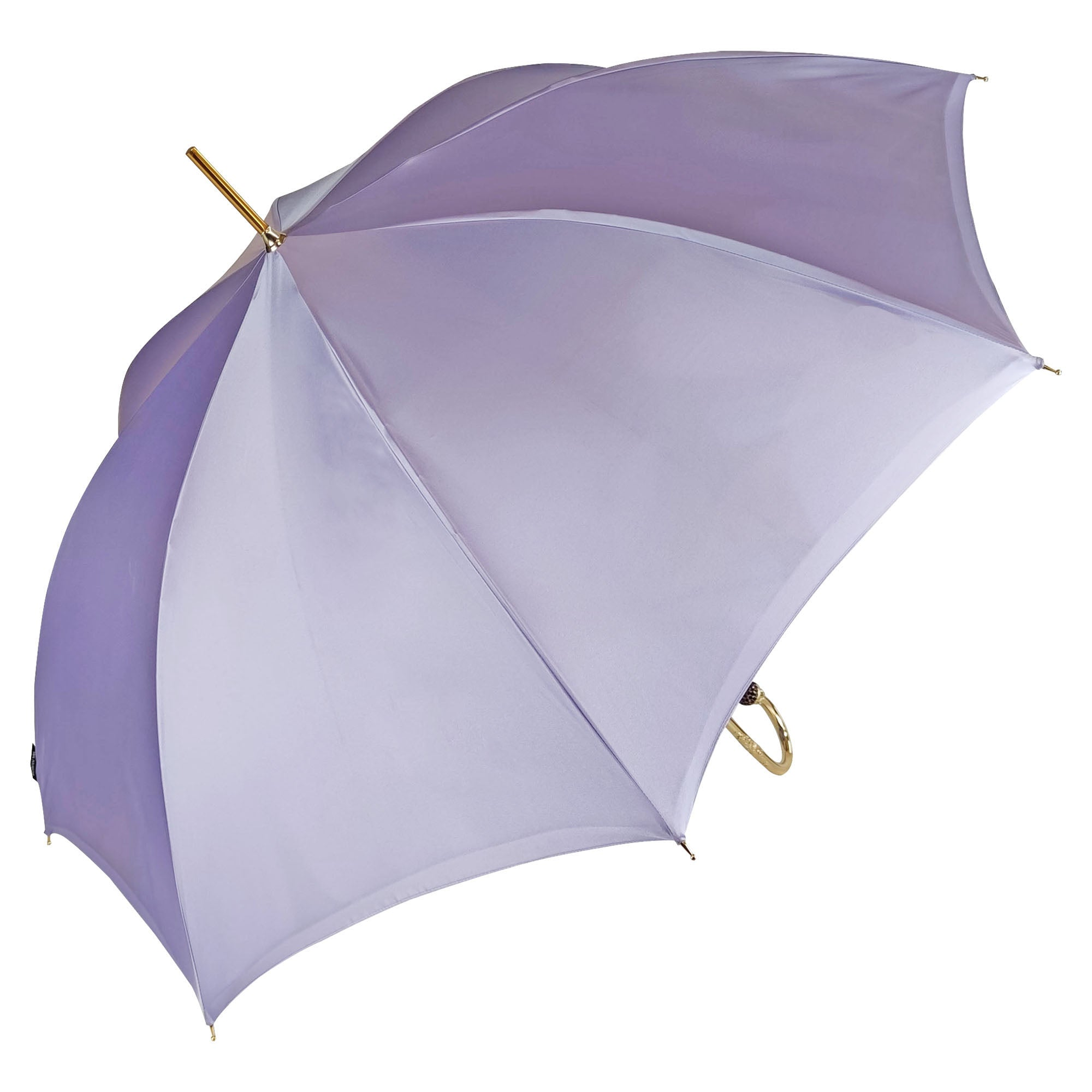 Flowered Umbrella Lilac – Handmade Italian Satin Rain Umbrella With Amethyst Crystal Handle